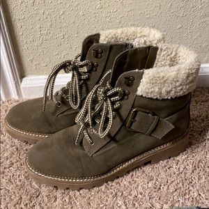 Universal Thread army green shearling booties